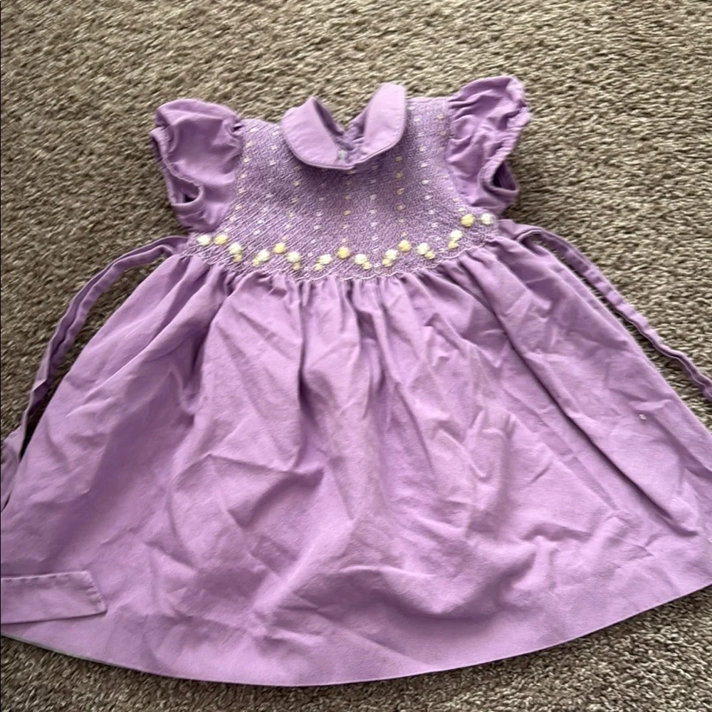 Vintage baby girl embroidered smoked dress - Picture 1 of 4